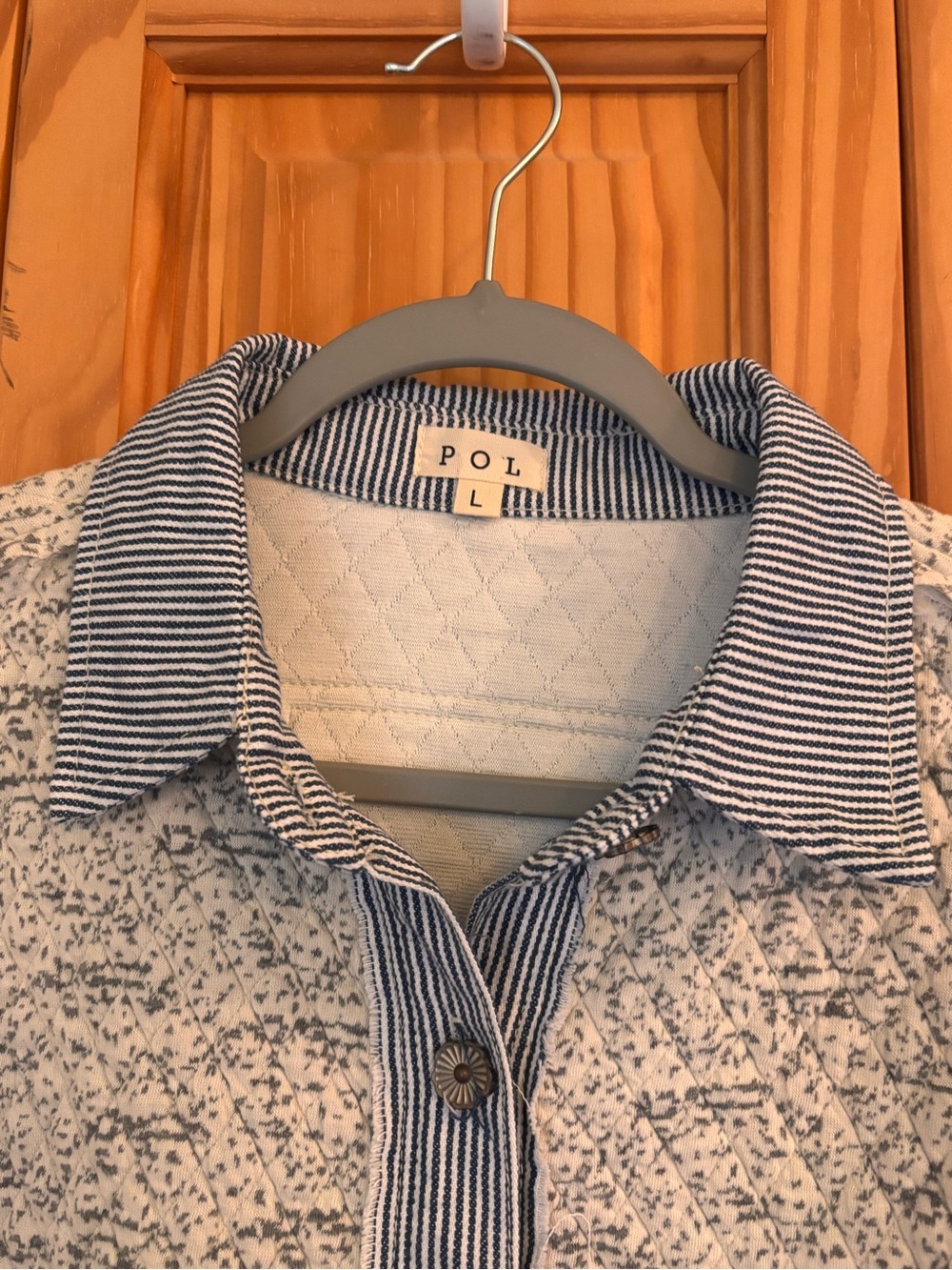 POL Light Blue Embroidered Button-Front Jacket - Picture 6 of 9